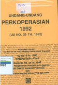 Undang-undang perkoperasian 1992:UU No.25 Th 1992