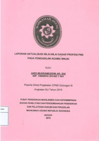 Diklat Prajab Gol.III Angkatan XLI: Laporan aktualisasi nilai-nilai dasar profesi pns pada pengadilan agama sinjai