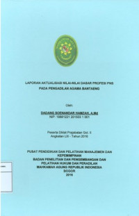 Diklat Prajab Gol.II Angkatan LIII: Laporan aktualisasi nilai-nilai dasar profesi pns pada pengadilan negeri bantaeng