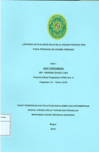 Diklat Prajab Gol.II Angkatan LII: Laporan aktualisasi nilai-nilai dasar profesi pns pada pengadilan agama pinrang