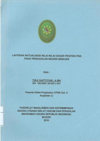 Diklat Prajab Gol.II Angkatan LI: Laporan aktualisasi nilai-nilai dasar profesi pns pada pengadilan negeri bireuen