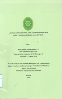 Diklat Prajabatan CPNS Gol.III Angkatan LI: Laporan aktualisasi nilai-nilai dasar profesi asn pada pengadilan agama agra makmur