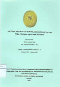 Diklat Prajabatan CPNS Gol.III Angkatan LIII: Laporan aktualisasi nilai-nilai dasar profesi pns pada pengadilan agama bontang