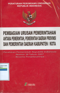 Pembagian urusan pemerintah antara pemerintah, pemerintah daerah provinsi, dan pemerintah daerah kabupaten/ kota