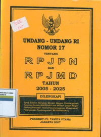 Undang-undang RI Nomor 17 tentang RPJPN dan RPJMD Tahun 2005-2025