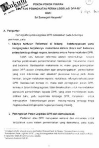 Pokok-pokok pikiran tentang peningkatan peran  legislasi DPR RI