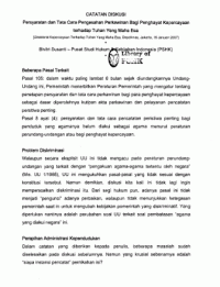 Catatan diskusi : Persyaratan dan tata cara pengesahan perkawinan bagi penghayat kepercayaan terhadap Tuhan Yang Maha Esa