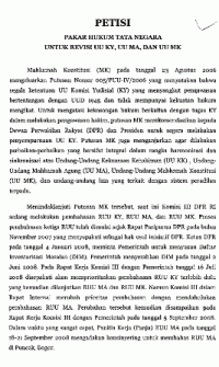 Petisi pakar hukum tatanegara untuk revisi UU KY, UU MA dan UU MK