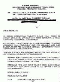 Isu : Keganasan dalam Hubungan Pembantu Rumah (PRA) dengan majikan dan sebaliknya