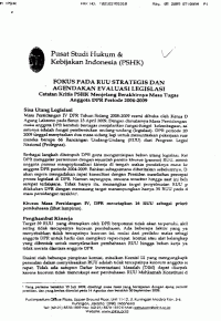 Pusat studi hukum dan kebijakan Indonesia: Catatan krisis PSHK menjelang berakhirnya masa tugas anggota DPR periode 2004 - 2009