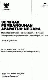 Pembangunan Bidang Aparatur Negara: Isu, Problem, Tantangan dan Agenda di Bidang Pengawasan